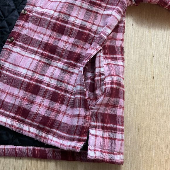 Casual Country Shacket Adult Medium Red White Plaid Button Up New No Tag Pockets - Picture 10 of 11